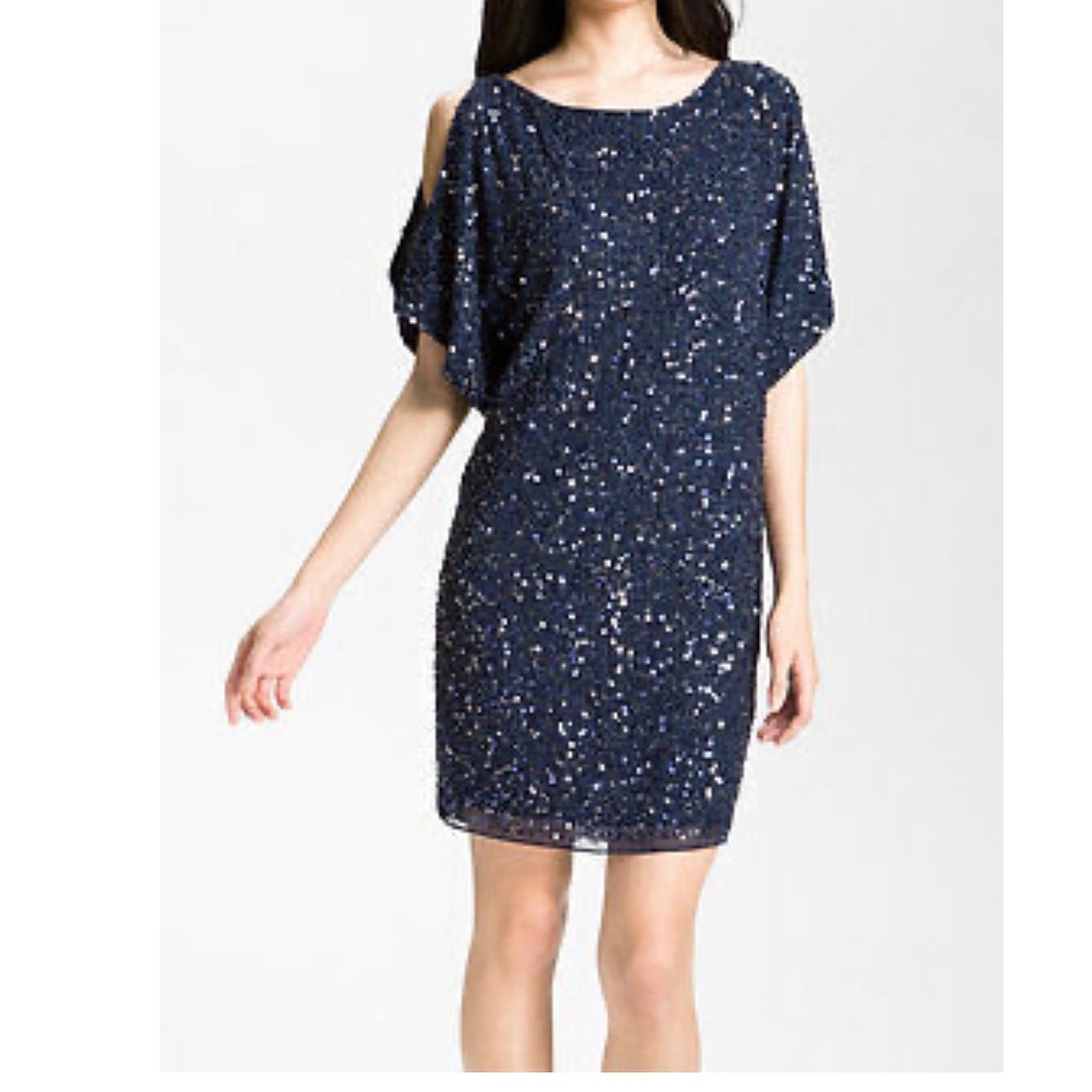 Aidan Mattox Cold Shoulder Sequin Dress
